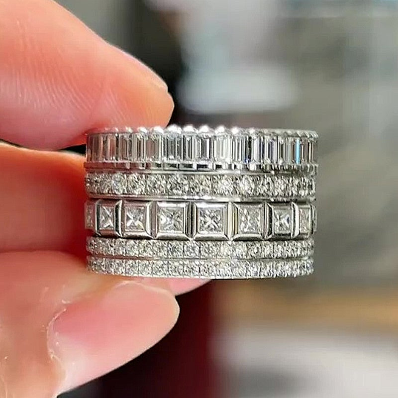 Jorrio Handmade Luxury Full‑Pave Mixed‑Cut CZ Men's Wide‑Band Ring