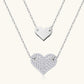 Jorrio handmade 0.6ct round cut timeless double heart moissanite sterling silver necklace