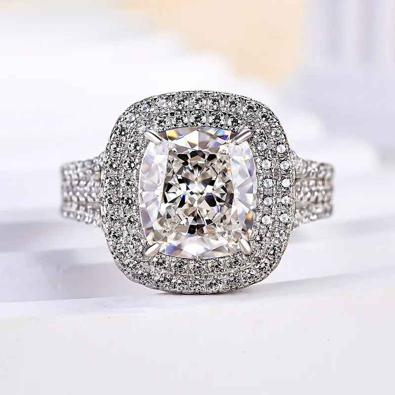 Jarrio Rings Jorrio handmade 3 ct cushion cut halo sterling silver engagement ring ...