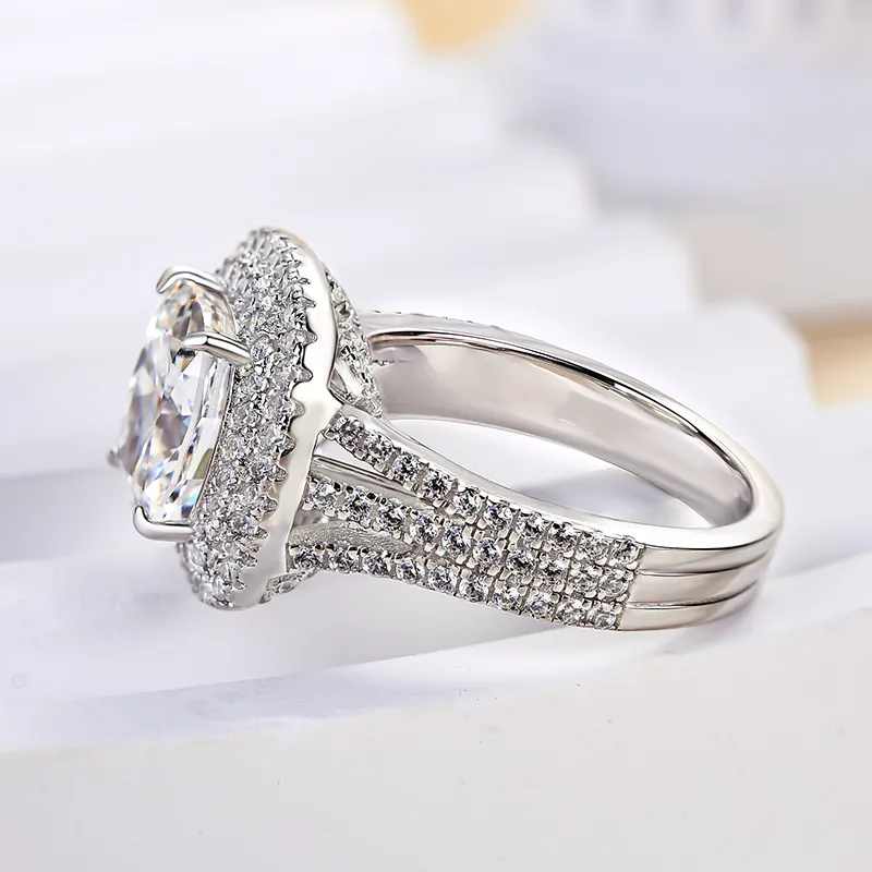 Jarrio Rings Jorrio handmade 3 ct cushion cut halo sterling silver engagement ring ...