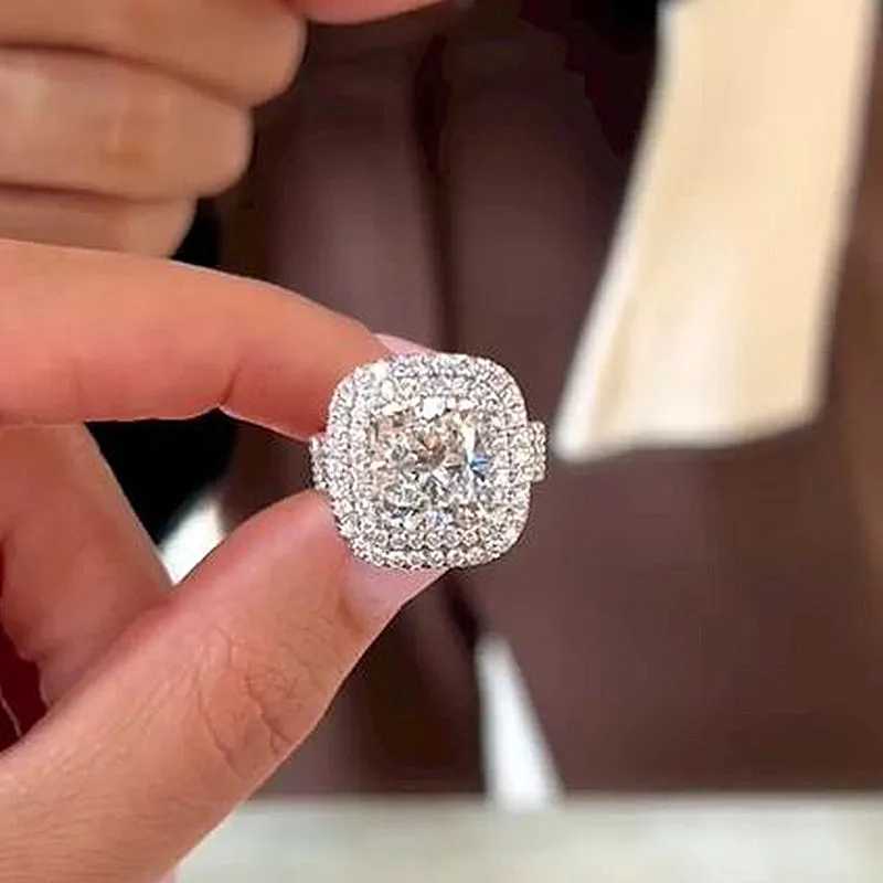 Jarrio Rings Jorrio handmade 3 ct cushion cut halo sterling silver engagement ring ...