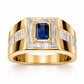 Jorrio Handmade Sapphire 1.5CT Emerald Cut CZ Bold Men's Ring