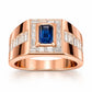 Jorrio Handmade Sapphire 1.5CT Emerald Cut CZ Bold Men's Ring