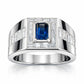 Jorrio Handmade Sapphire 1.5CT Emerald Cut CZ Bold Men's Ring