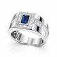 Jorrio Handmade Sapphire 1.5CT Emerald Cut CZ Bold Men's Ring