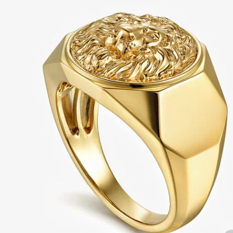 Jorrio handmade lion head high polished finish men’s ring