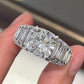 Jorrio Handmade Luxury 5CT Cushion Cut & Baguette Cut Full Pave Brilliant Ring