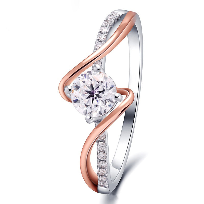 Jorrio round cut moissanite two-tone sterling silver ring