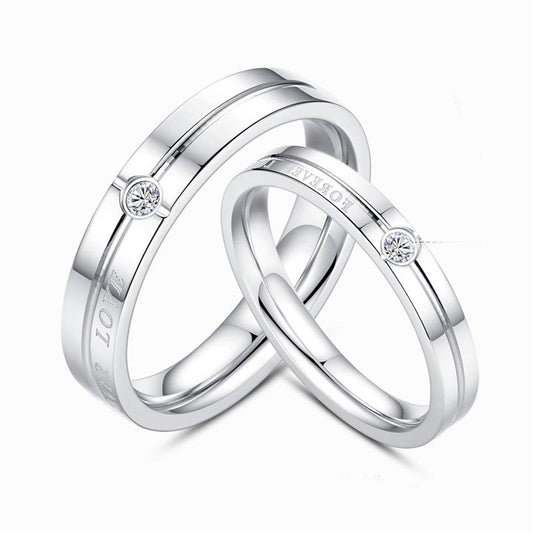 Jorrio Handmade Round Cut Forever Love Sterling Silver Couple Rings