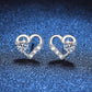 Jorrio handmade heart D-color moissanite sterling silver earrings
