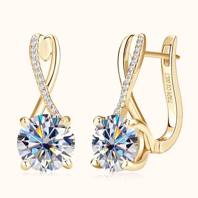 Jorrio handmade 4ct round cut fashion Moissanite sterling silver earrings