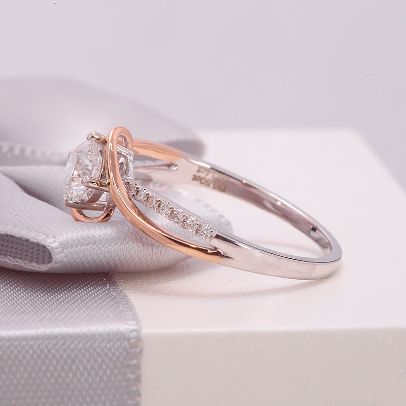 Jorrio round cut moissanite two-tone sterling silver ring