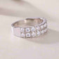 Jorrio handmade round cut double row sterling silver moissanite women's band ring