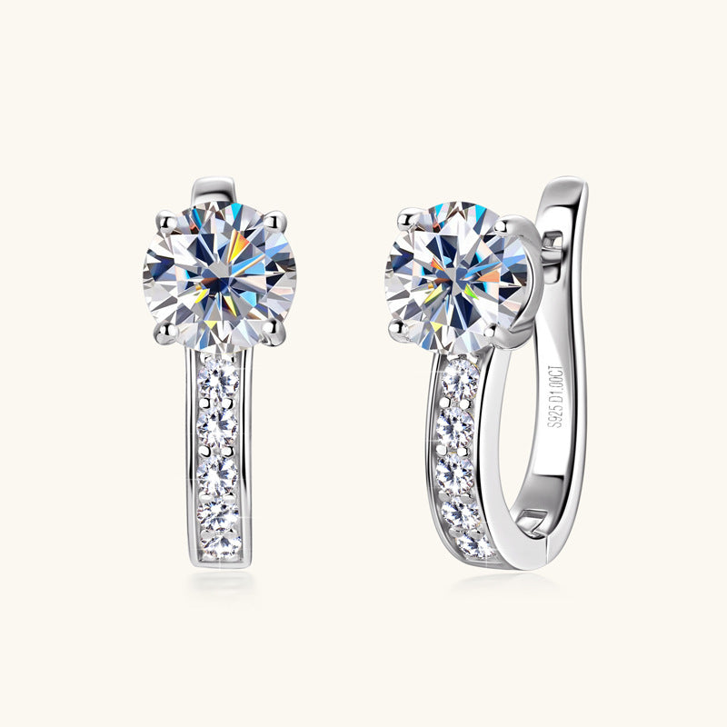 Jorrio handmade 2ct round cut fashion moissanite sterling silver earrings