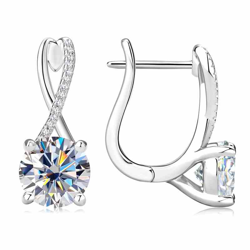 Jorrio handmade 4ct round cut fashion Moissanite sterling silver earrings