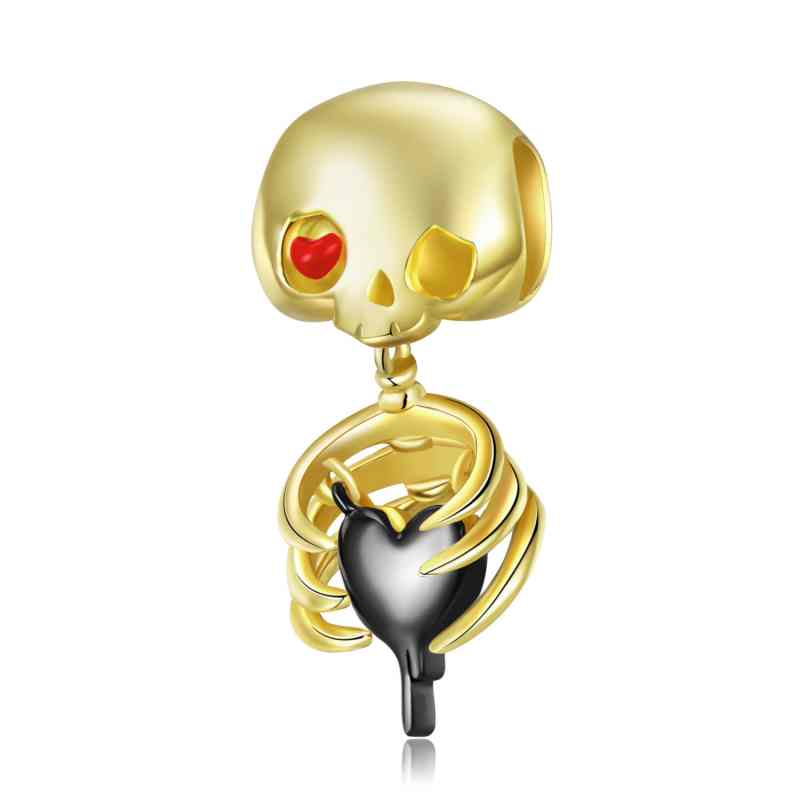 Jorrio Gold Skull Heart Sterling Silver Charms