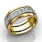 Jorrio round cut created diamond vintage sterling silver wide men's band gold ring