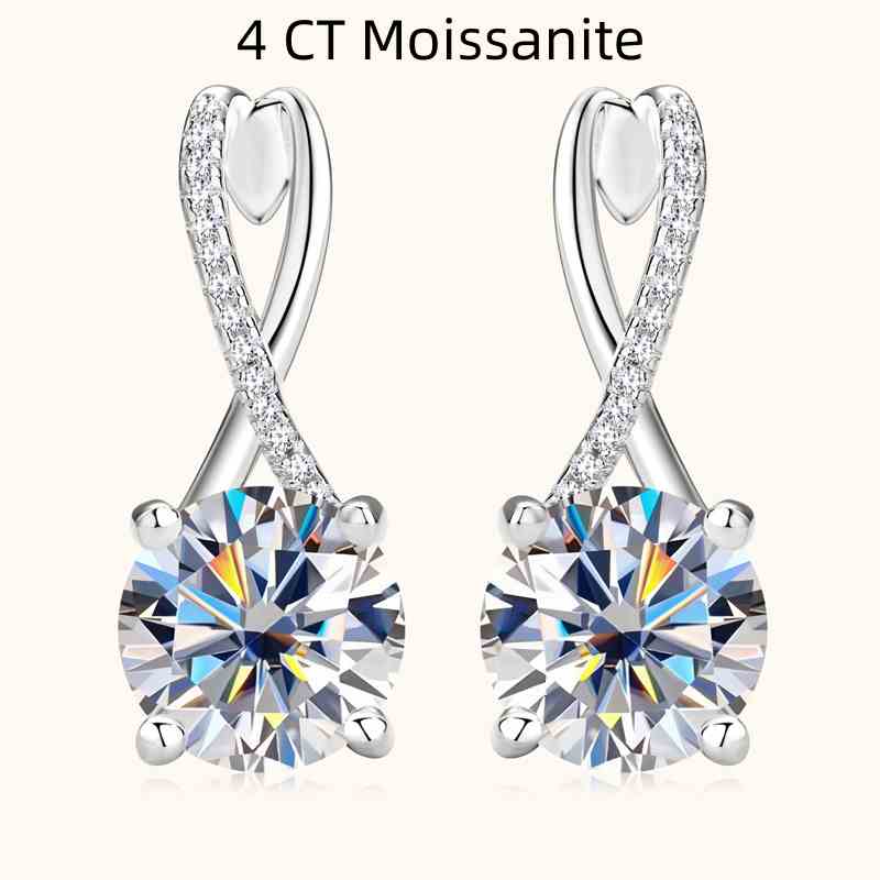 Jorrio handmade 4ct round cut fashion Moissanite sterling silver earrings