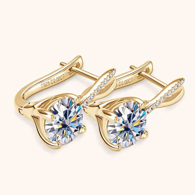 Jorrio handmade 4ct round cut fashion Moissanite sterling silver earrings