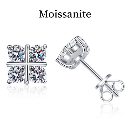 Jorrio handmade round cut moissanite crossover  sterling silver earrings