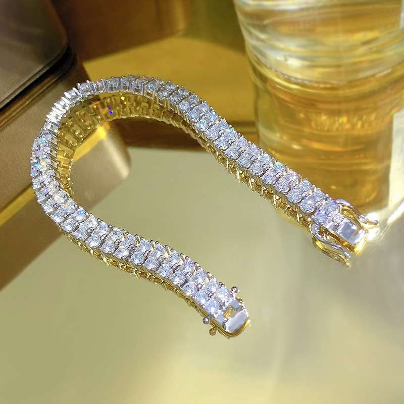 Jorrio round cut double row diamond sterling silver Bracelet