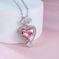 Jorrio handmade Heart Pink Necklace sterling silver diamond necklace