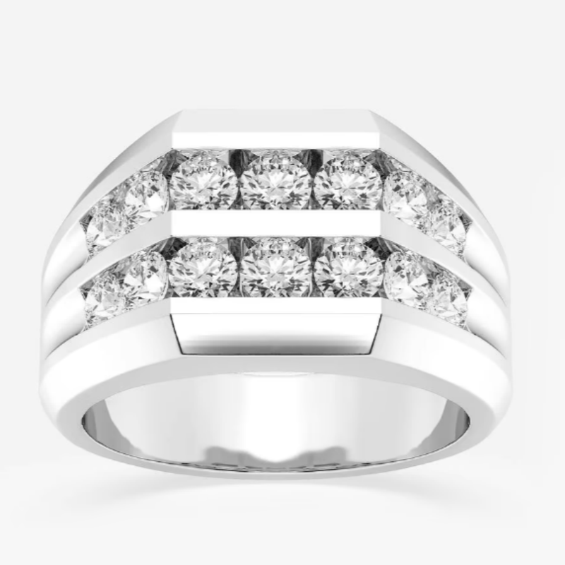 Jorrio handmade 2ct double row channel set men's wedding band  ring