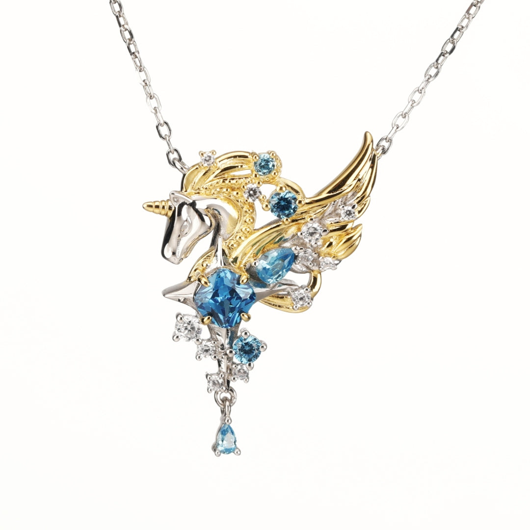 Jorrio handmade fantasy unicorn sterling silver necklace