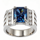 Jorrio Handmade Modern Geometric Blue Sapphire CZ Men’s Luxury Statement Ring