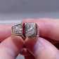 Jorrio Handmade Art Deco Skyscraper Inspired Ruby & CZ Gold Plated Vintage Statement Men's Ring