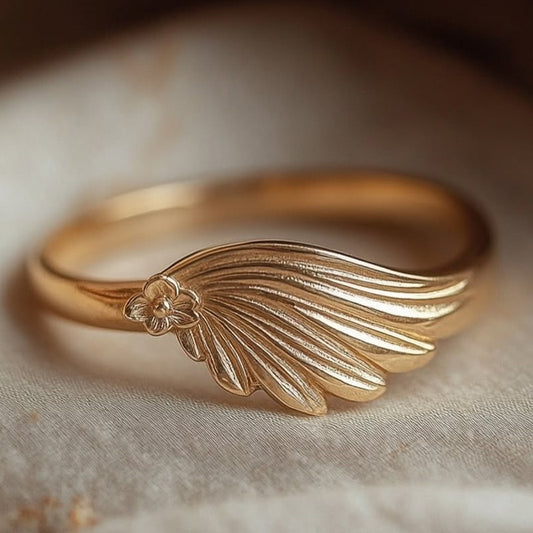 Jorrio angel wing & flower vintage sterling silver ring