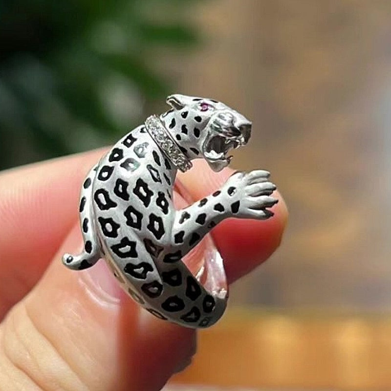 Jorrio Handmade Leopard  Wrap Statement Fashion Ring