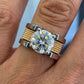 Jorrio Handmade Luxury Textured Two‑Tone Moissanite Solitaire Men’s Wide Band Ring