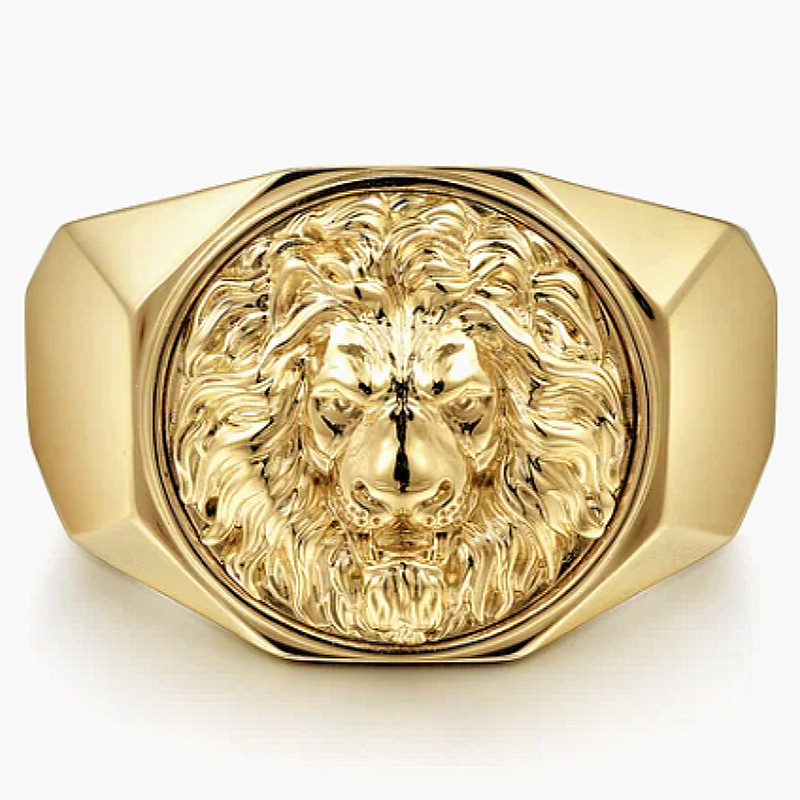 Jorrio handmade lion head high polished finish men’s ring