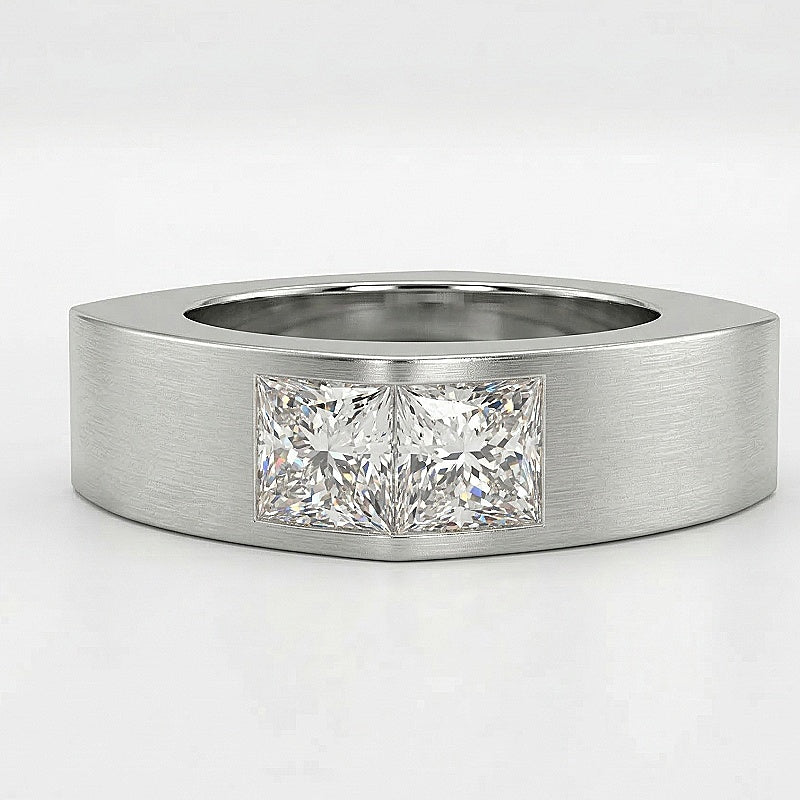 Jorrio Handmade Princess Cut Moissanite Sleek Channel-style Modern Men's Band Ring