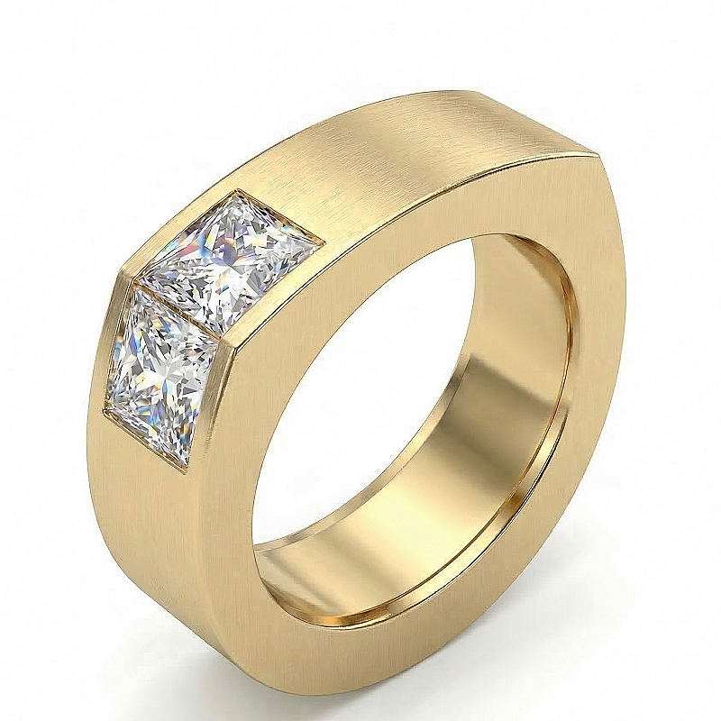 Jorrio Handmade Princess Cut Moissanite Sleek Channel-style Modern Men's Band Ring