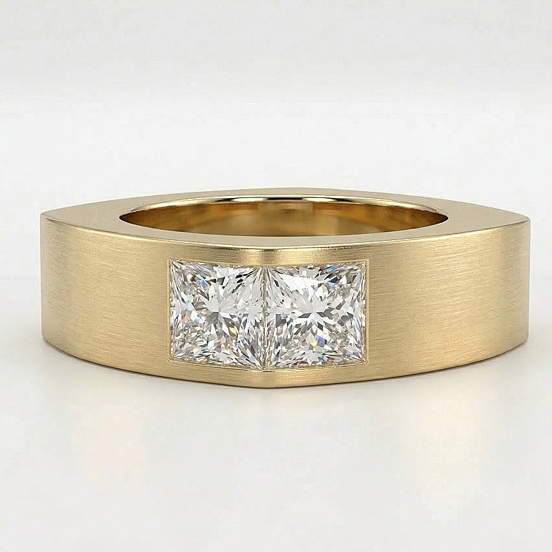 Jorrio Handmade Princess Cut Moissanite Sleek Channel-style Modern Men's Band Ring