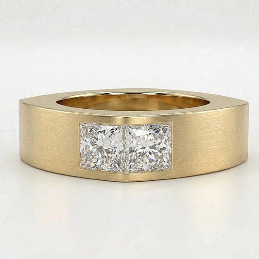 Jorrio Handmade Princess Cut Moissanite Sleek Channel-style Modern Men's Band Ring