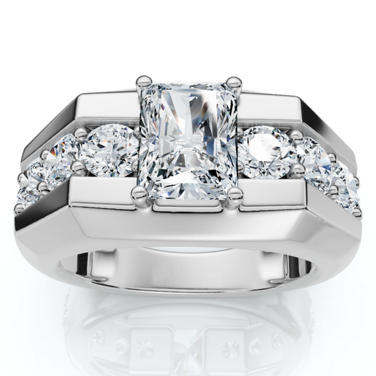 Jorrio handmade 6.5ct radiant cut majestic & luxury men's statement ring