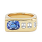 Jorrio Handmade Cushion Tanzanite & Emerald Cut CZ Waterfall Men's Ring