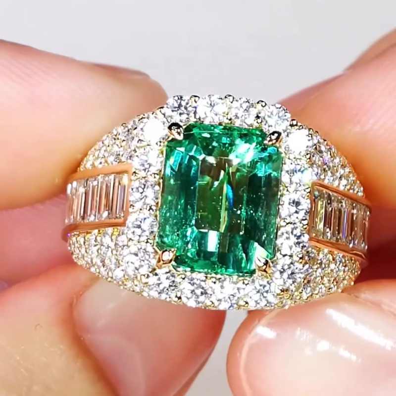 Jorrio handmade gold 4 ct emerald sterling silver engagement ring