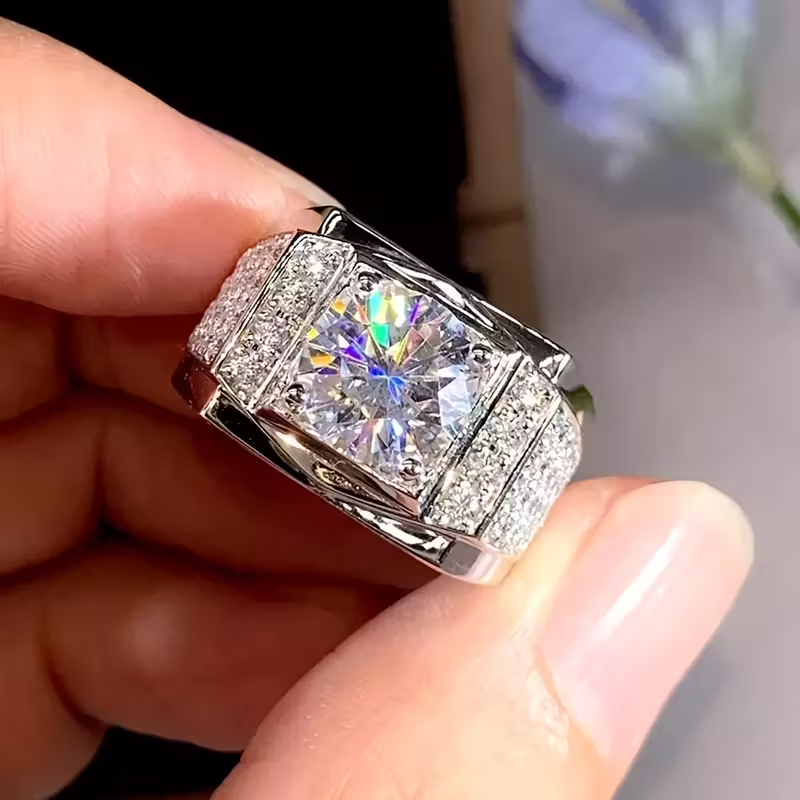 Jorrio handmade 3ct round cut regal brilliance men’s statement ring