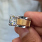 Jorrio Handmade Luxury Textured Two‑Tone Moissanite Solitaire Men’s Wide Band Ring