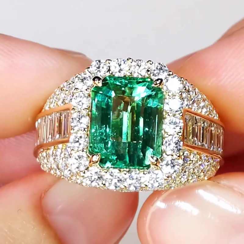 Jorrio handmade gold 4 ct emerald sterling silver engagement ring