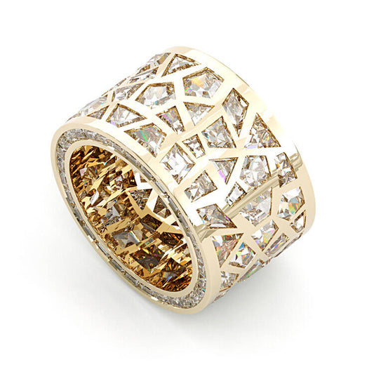 Jorrio handmade unconventional random irregular polygon broken mirror men's ring