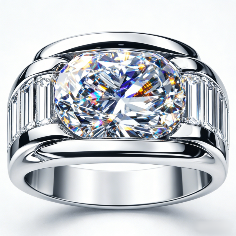 Jorrio Handmade Iced Out Oval Cut Modern Luxury Men's Ring