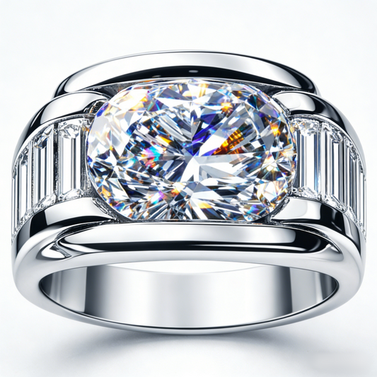 Jorrio Handmade Iced Out Oval Cut Modern Luxury Men's Ring
