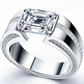 Jorrio Handmade Precision-set 3ct Emerald-cut Statement Men's Band Ring
