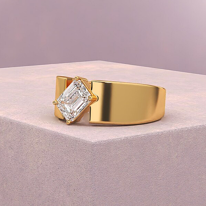 Jorrio Handmade Minimalist Emerald-cut Solitaire Men's Ring