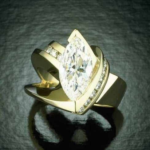 Jorrio handmade marquise cut bold modern design men's ring
